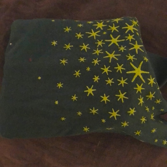 Boutique Teal Scarf with Bright Green & Gold Starburst Embroidery – Extra Long - Picture 1 of 1